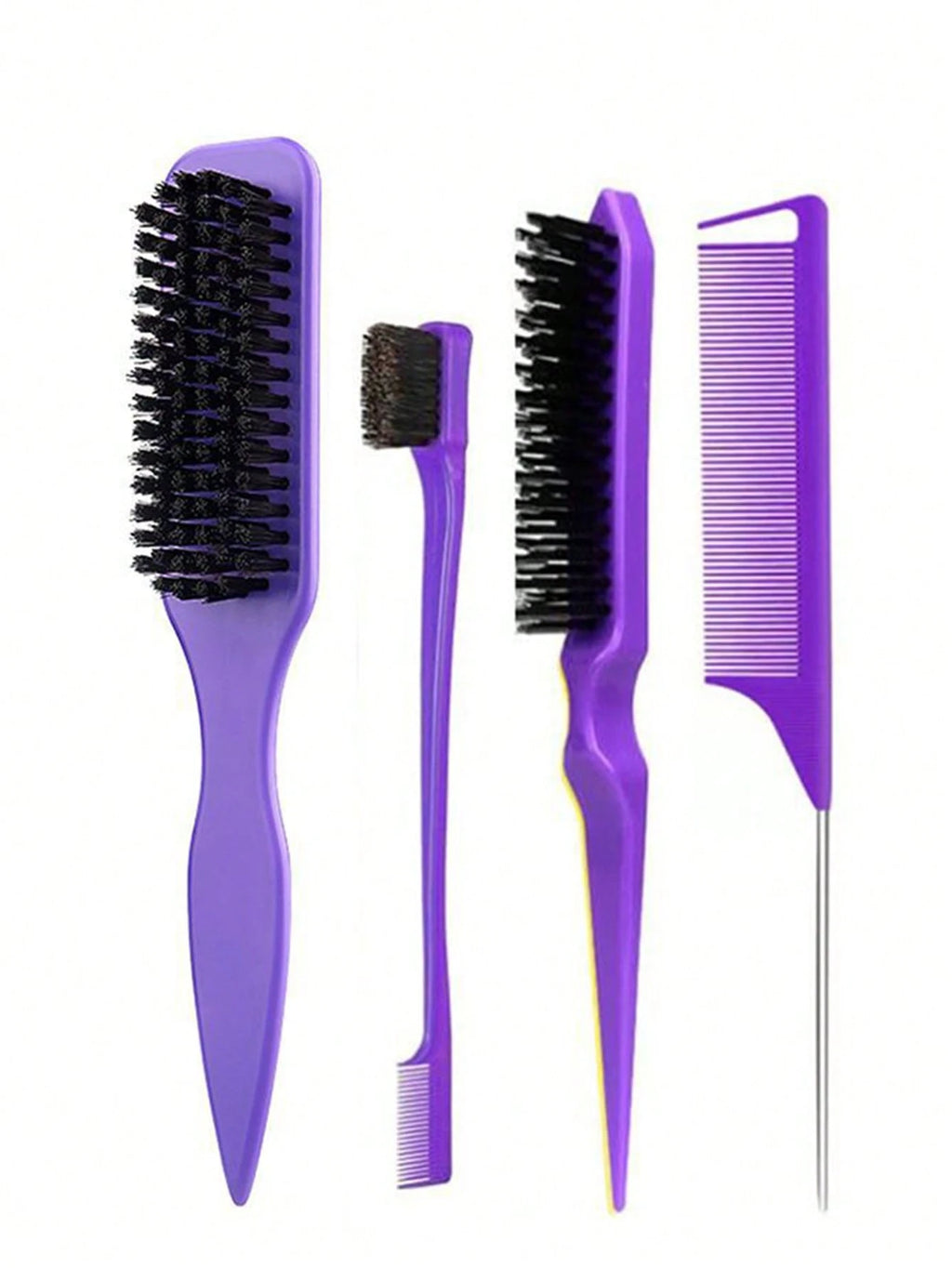 4PCS Professional Hair Styling Set, Leopard Print Brush & Pink