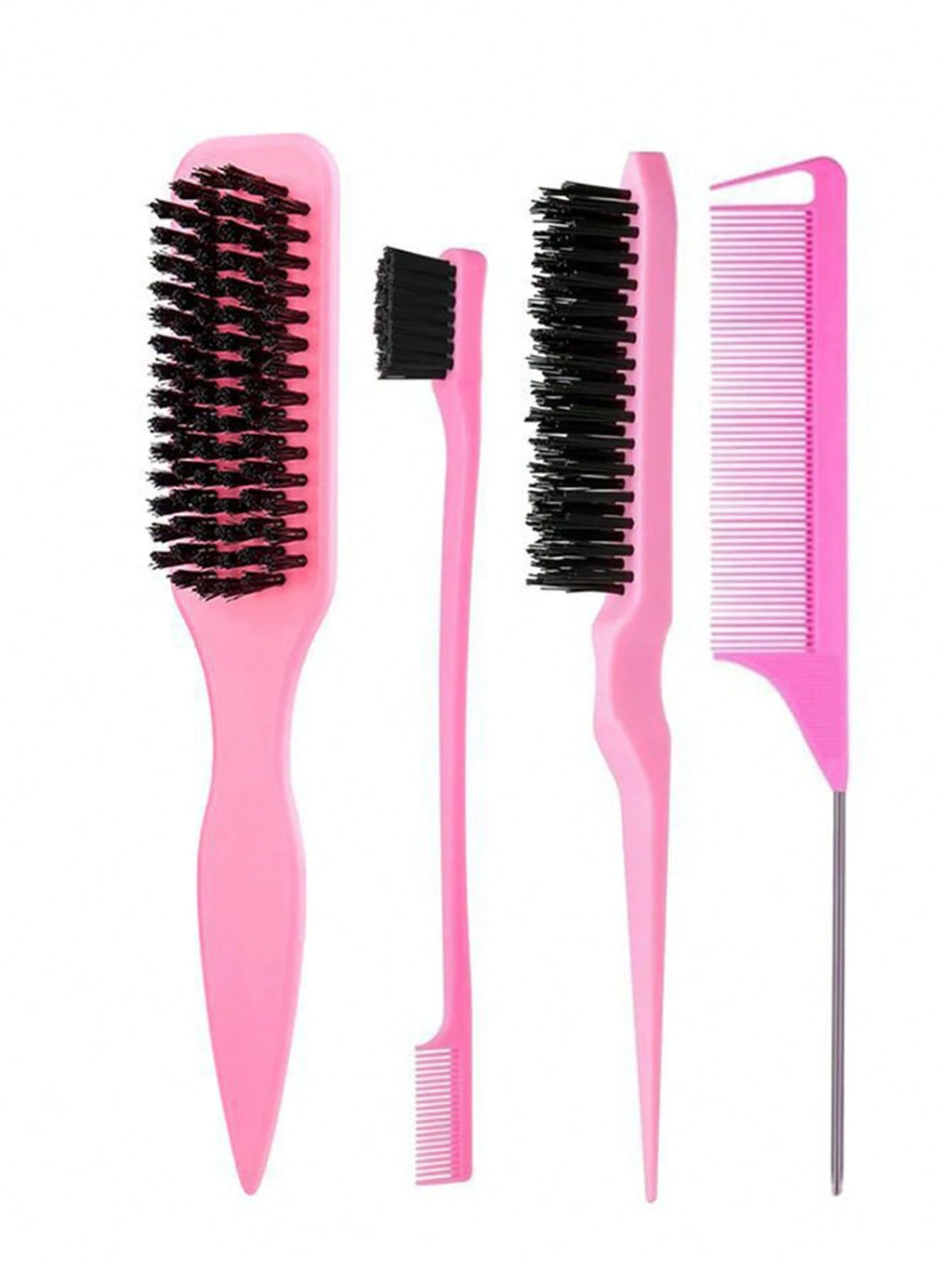 4PCS Professional Hair Styling Set, Leopard Print Brush & Pink