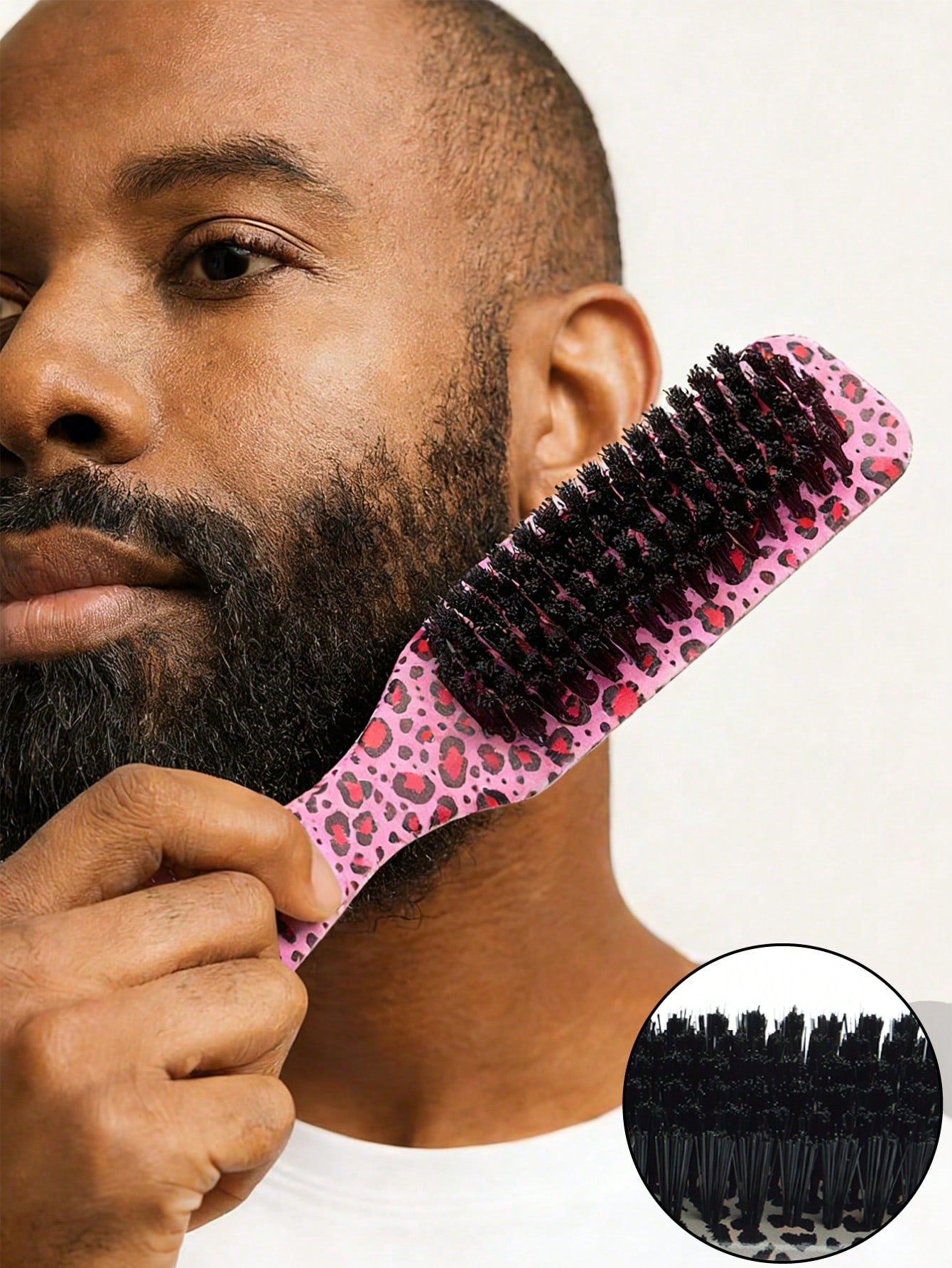 4PCS Professional Hair Styling Set, Leopard Print Brush & Pink