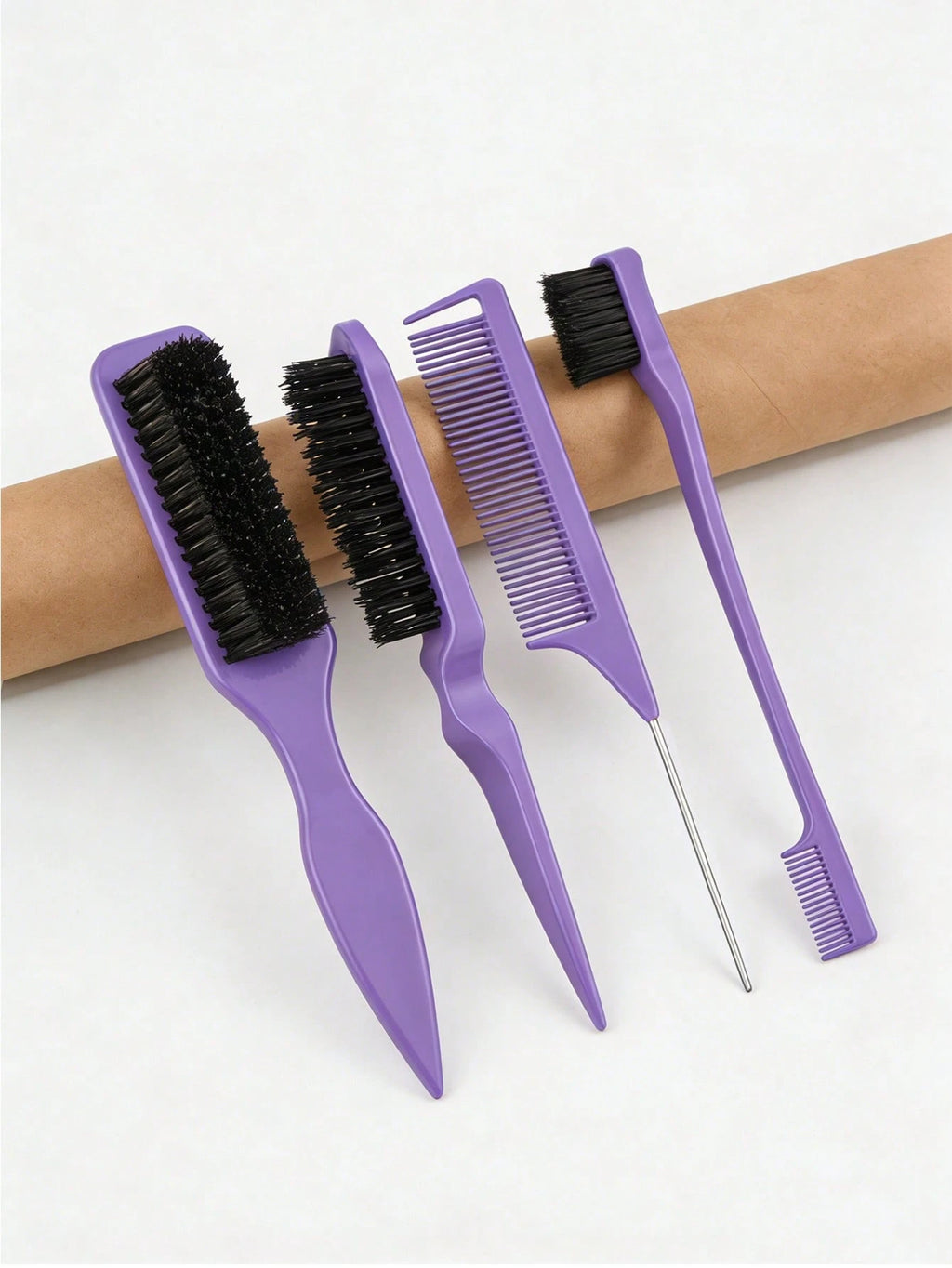 4PCS Professional Hair Styling Set, Leopard Print Brush & Pink