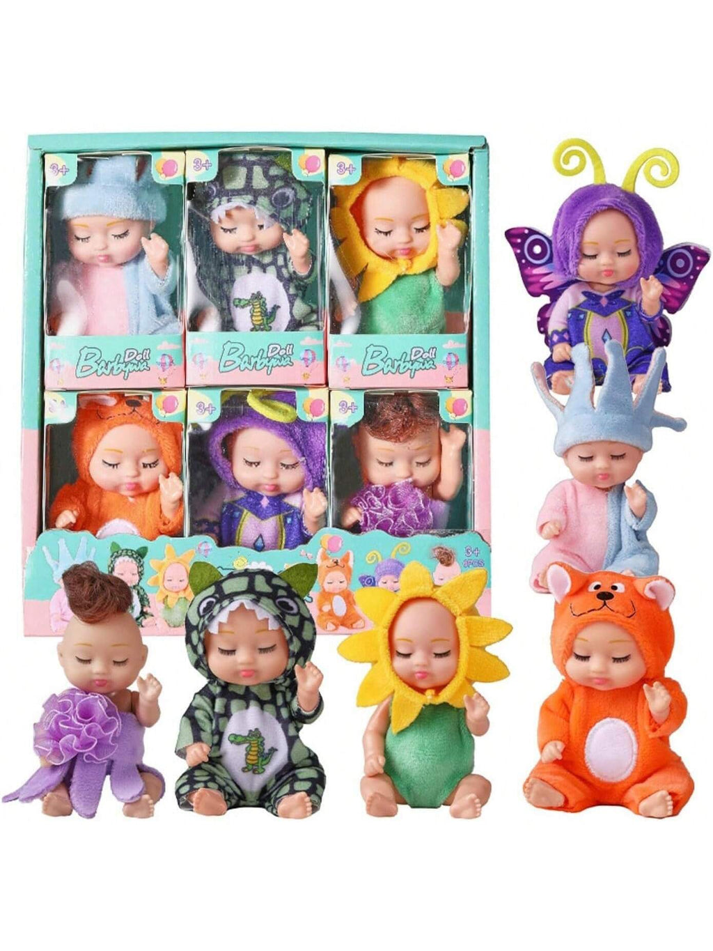 6pcs 4 Inch Mini Realistic Princess Fashion Doll - Adorable Outfit And Hat