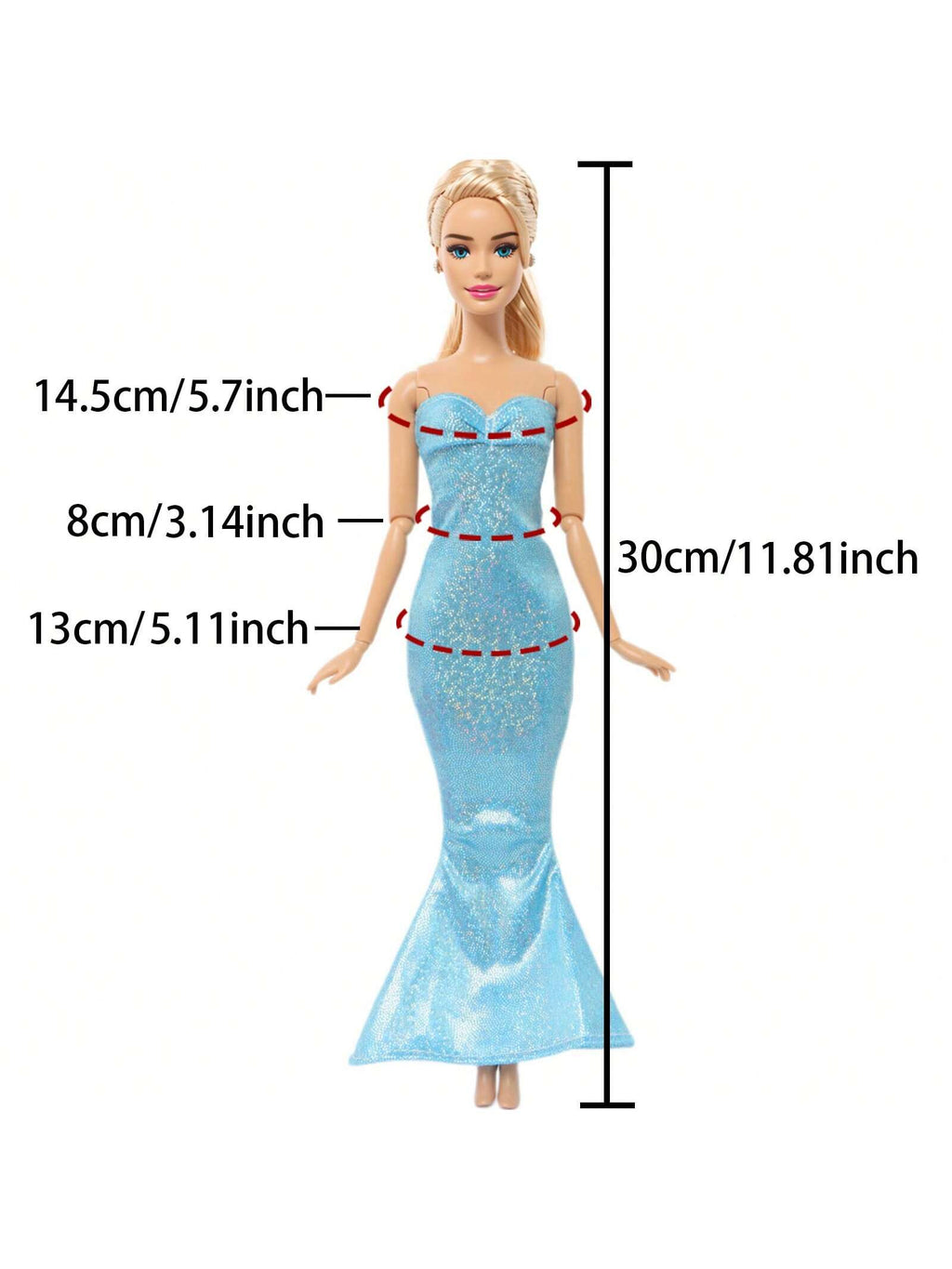 7pcs Doll Princess Dress Fashion Mix And Match Styles 11.5-Inch Doll Dress