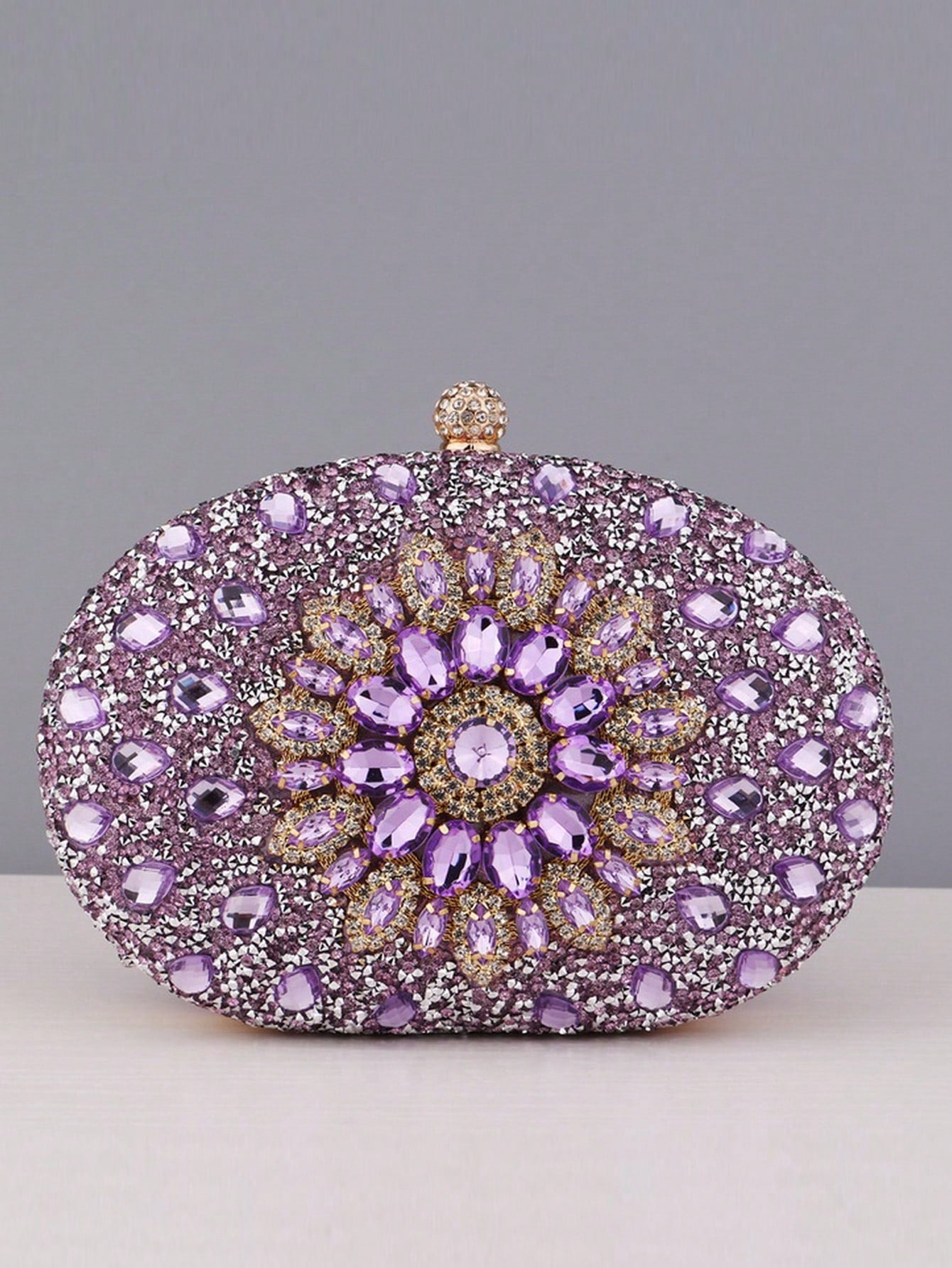 Sparkling Purple rhinestone clutch for women's
