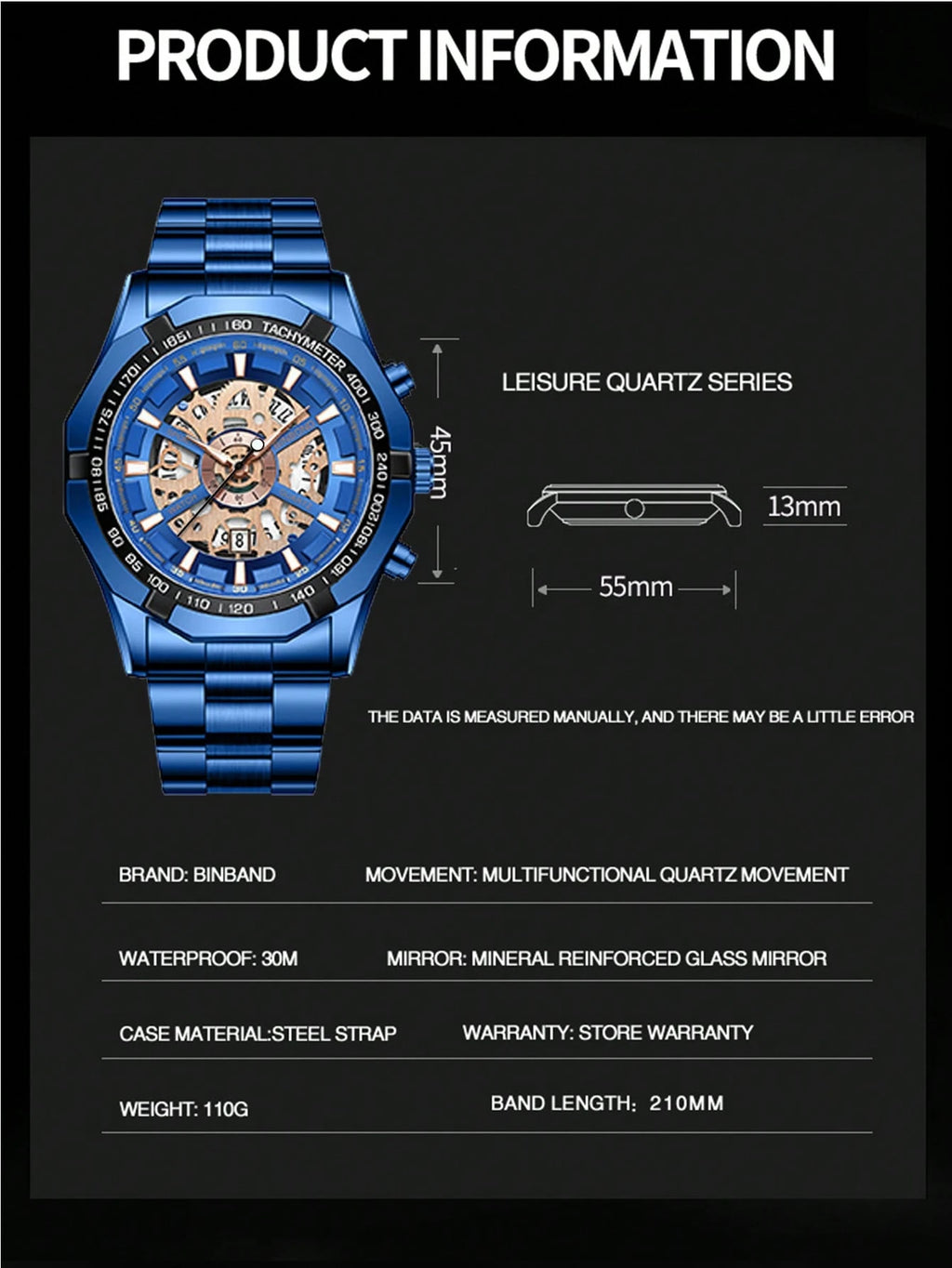 Royal blue watch set for men