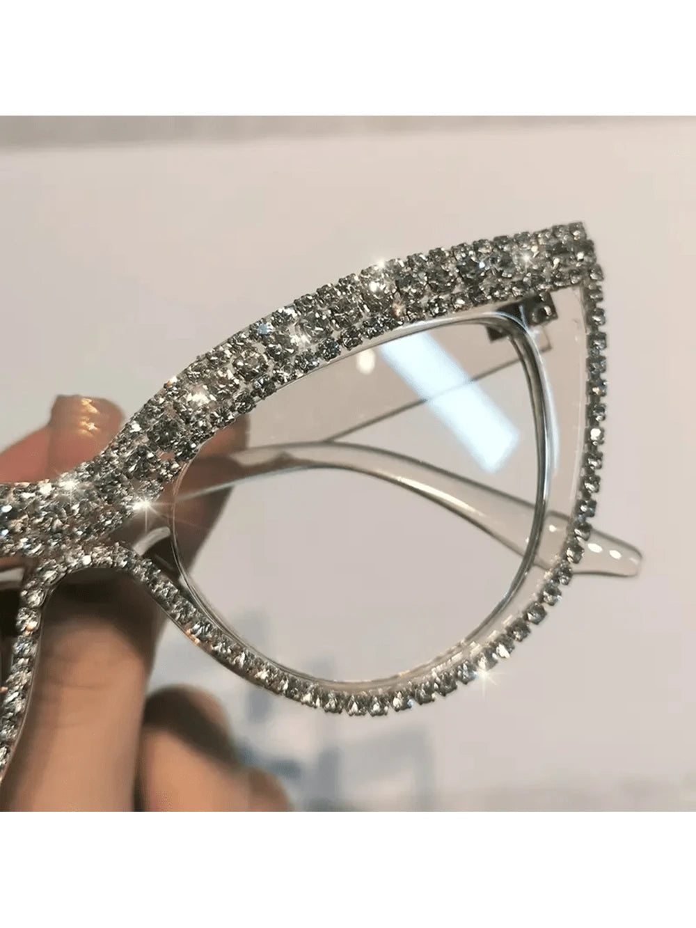 Cat Eye Glasses With Sparkling Rhinestones Anti-Blue Light Full Frame Pcs Lens For Women Available In Multiple Strengths (+1.0 To +4.0) Accessories For Women Glasses