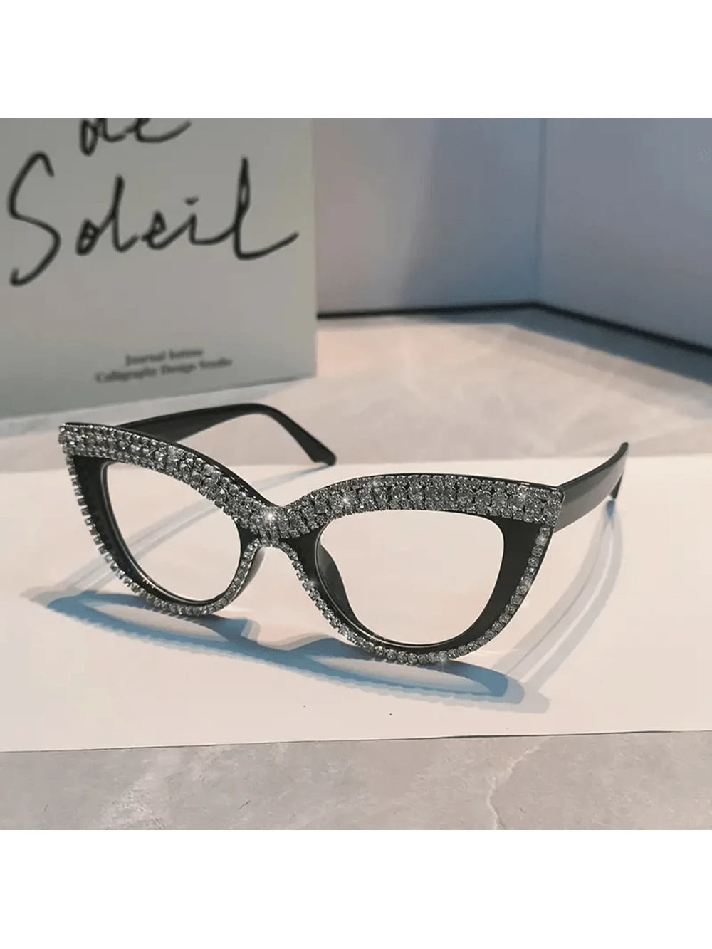 Cat Eye Glasses With Sparkling Rhinestones Anti-Blue Light Full Frame Pcs Lens For Women Available In Multiple Strengths (+1.0 To +4.0) Accessories For Women Glasses
