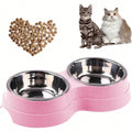Double Cat Food Bowl -Stainless Steel Bowls With Easy-To-Clean Detachable Design, Non-Slip Base, Pet Feeder For Kittens And Medium Cats (Blue)