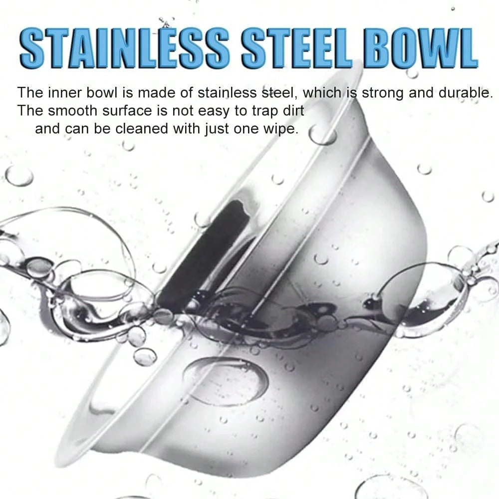 Double Cat Food Bowl -Stainless Steel Bowls With Easy-To-Clean Detachable Design, Non-Slip Base, Pet Feeder For Kittens And Medium Cats (Blue)