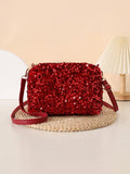 Fashionable Beaded Flower Decor Phone Pouch With Chain Strap Crossbody Bag