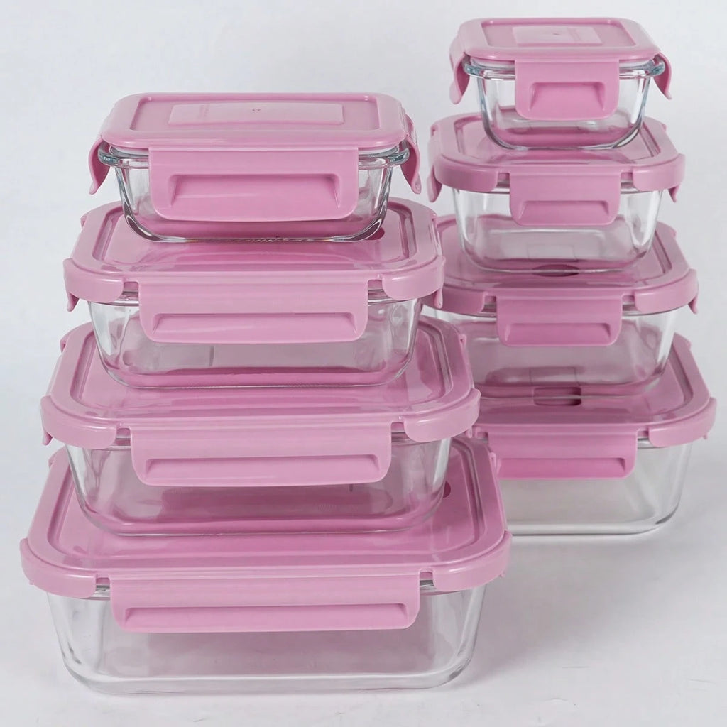 8pcs Lids 8pcs Containers Glass Food Storage Containers Set Lunch Box