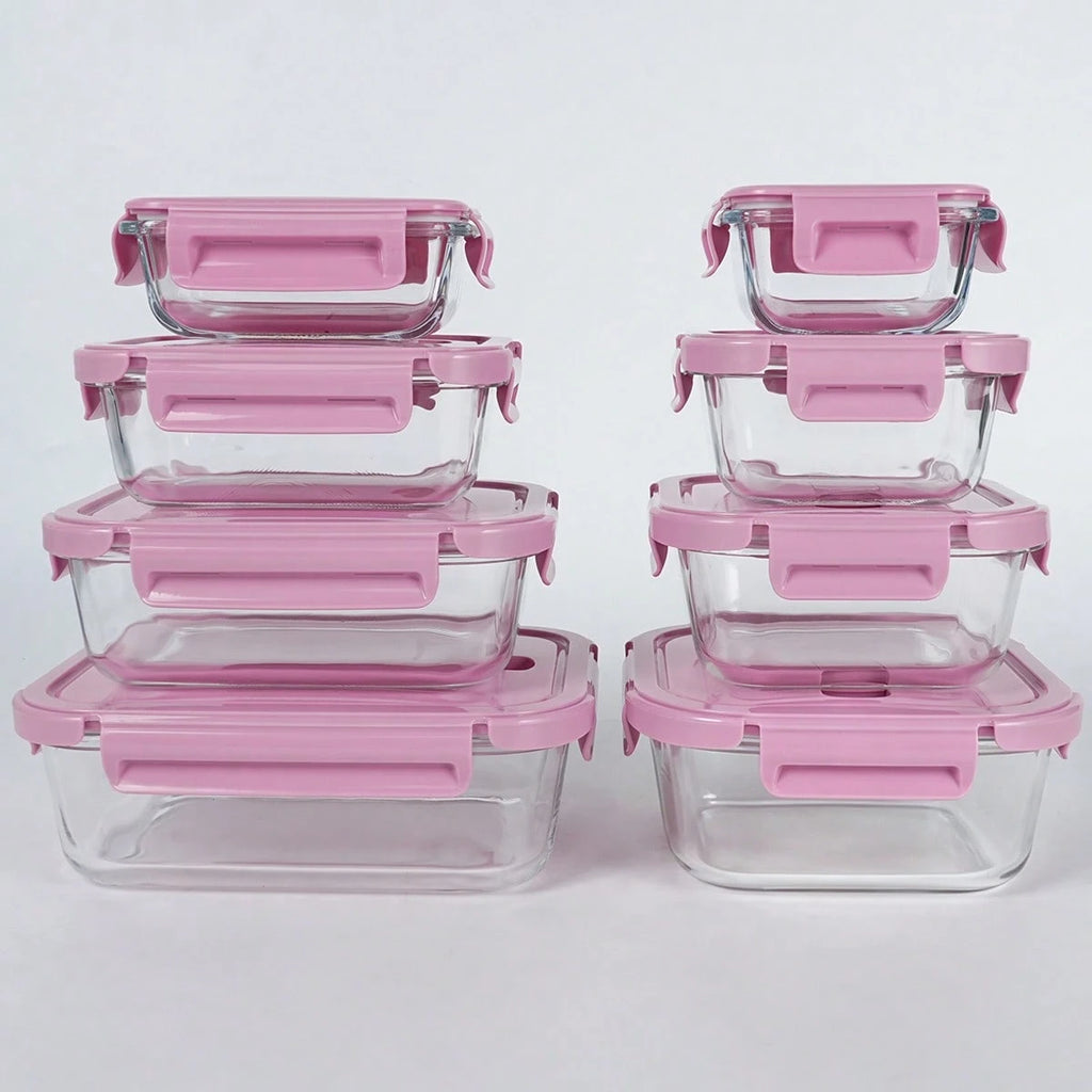 8pcs Lids 8pcs Containers Glass Food Storage Containers Set Lunch Box