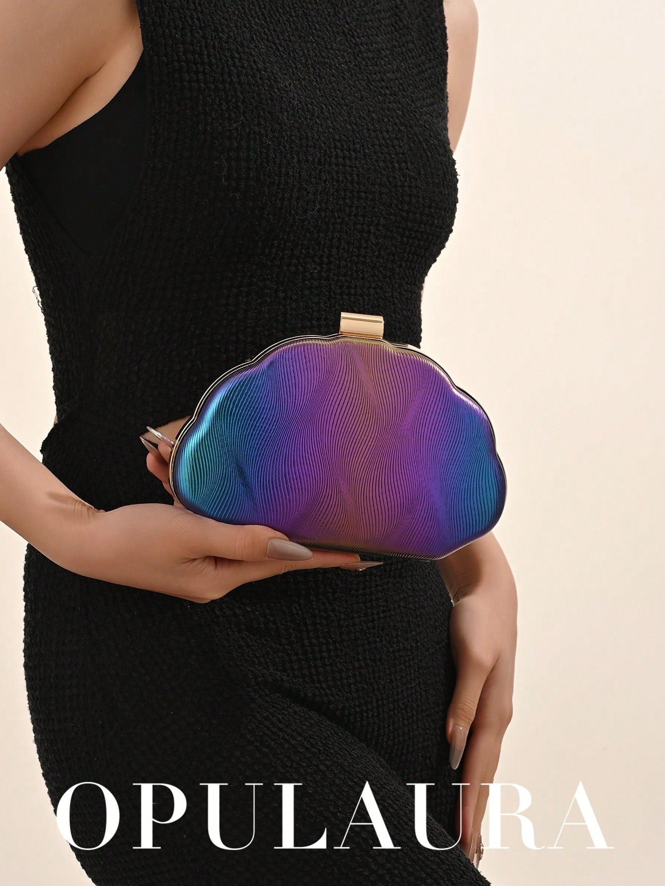 Women's Minimalist Shell Shaped Luxury Leather Clutch Bag