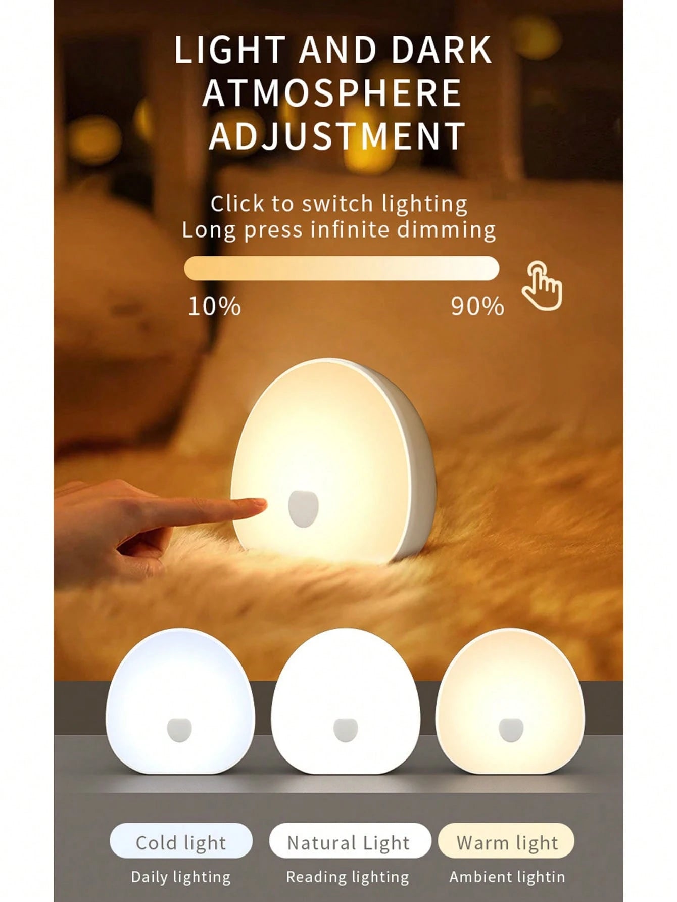 Rechargeable White Noise Machine, Touch Control Design -With 7-Color Night Light