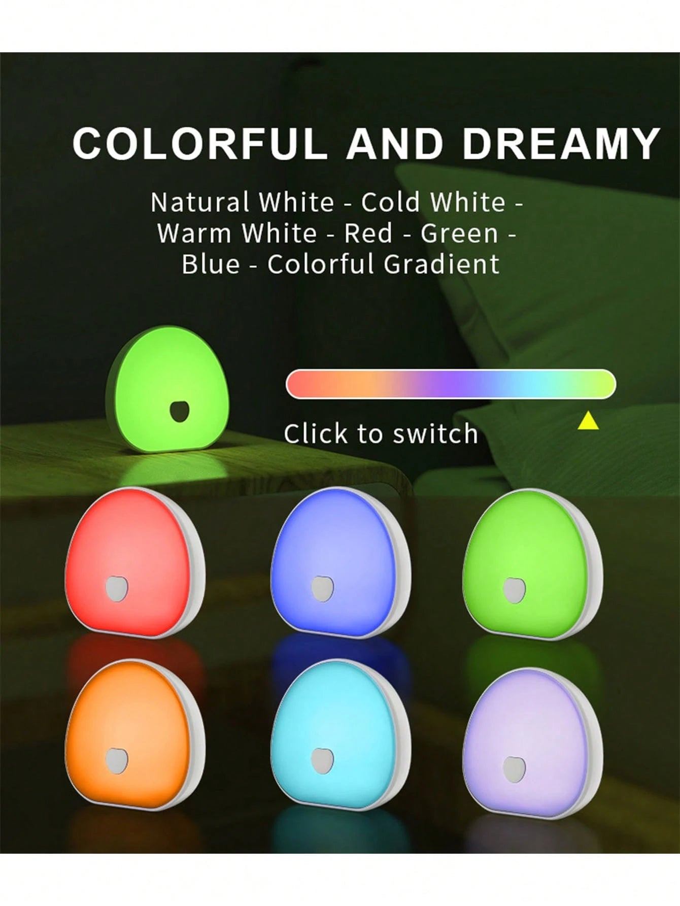 Rechargeable White Noise Machine, Touch Control Design -With 7-Color Night Light