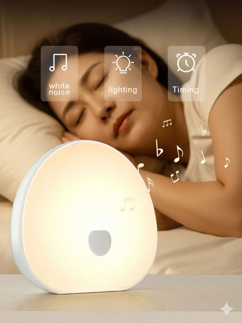 Rechargeable White Noise Machine, Touch Control Design -With 7-Color Night Light