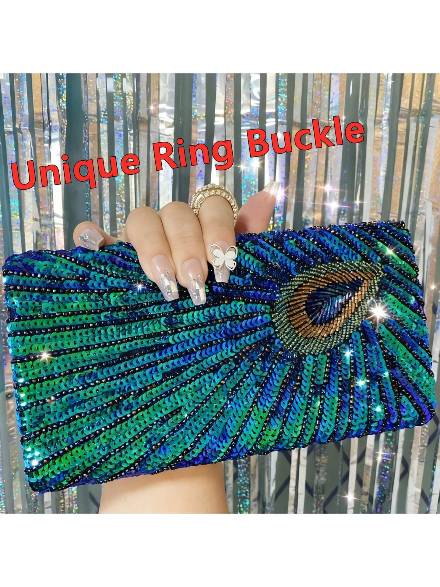 Luxury Beaded Sequins Evening Clutch Purse Rhinestone Clutch Bag Sparkly Wedding Handbag