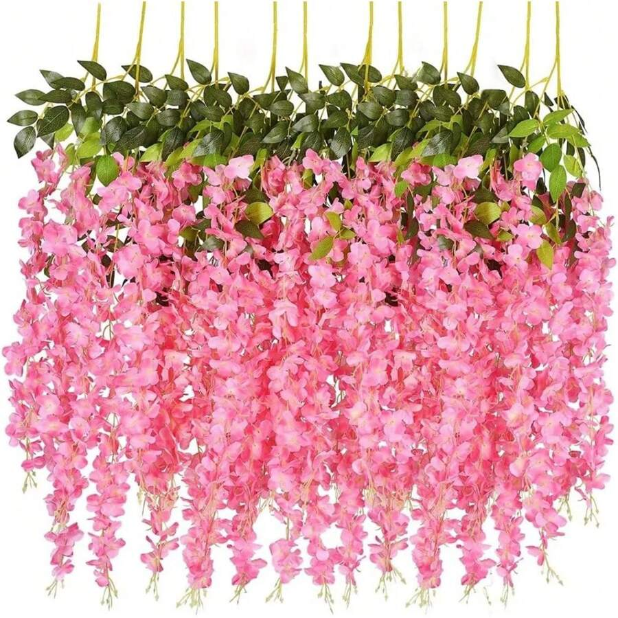 24pcs Set Wisteria Flower Garland, 3.75ft Artificial Flower Vine, Faux Hanging Wisteria Silk