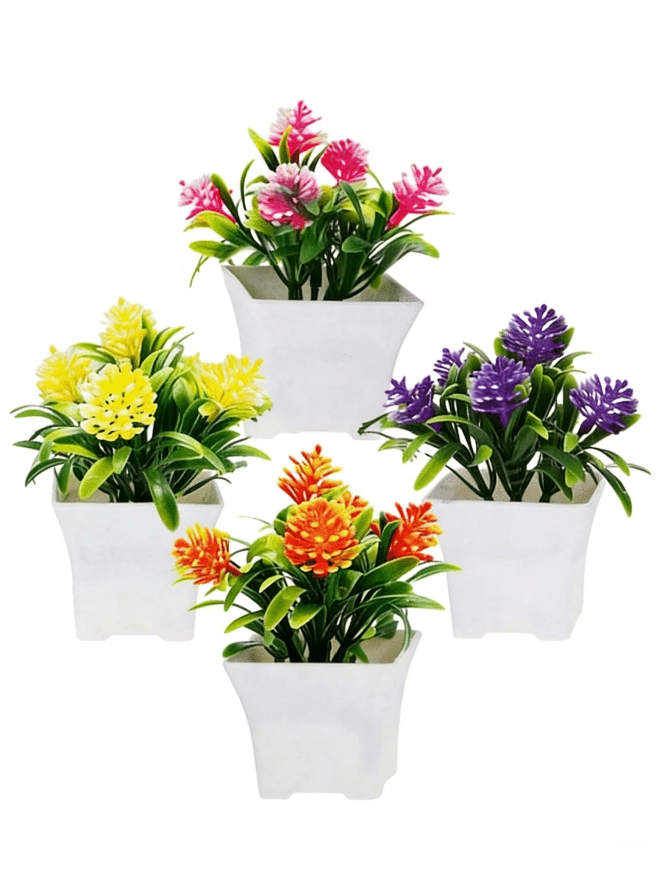 4pcs Artificial Mini Plants, Realistic Floral Decor, Suitable For Home