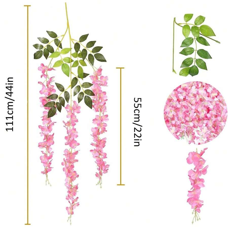 24pcs Set Wisteria Flower Garland, 3.75ft Artificial Flower Vine, Faux Hanging Wisteria Silk Flower Wreath, For Wedding, Garden, Wall Decor