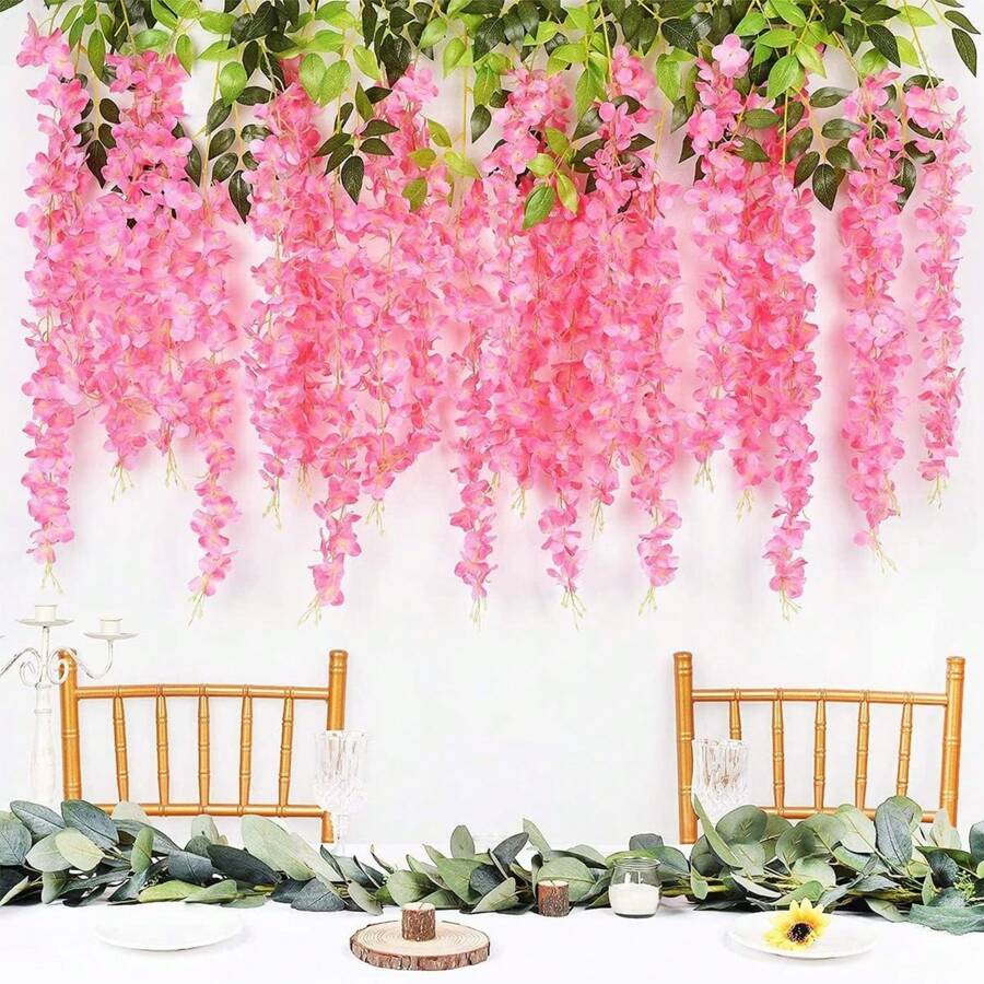 24pcs Set Wisteria Flower Garland, 3.75ft Artificial Flower Vine, Faux Hanging Wisteria Silk