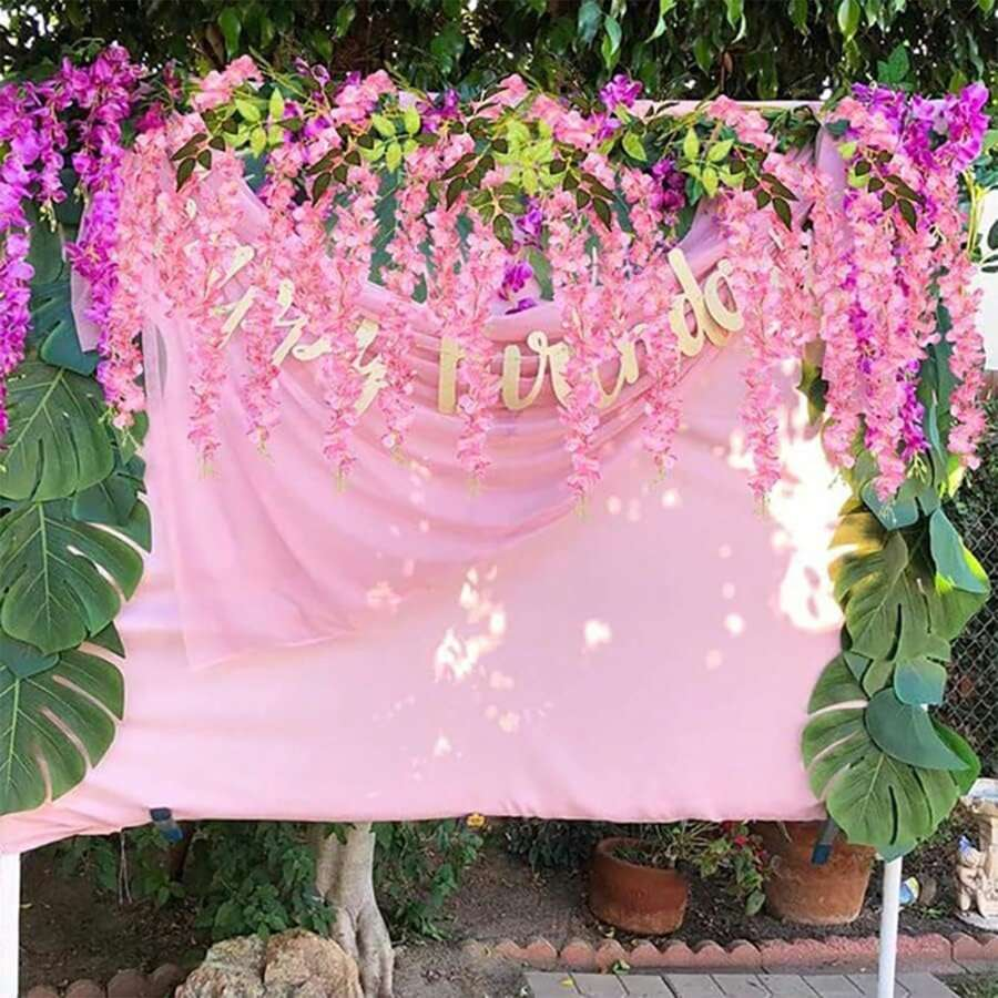 24pcs Set Wisteria Flower Garland, 3.75ft Artificial Flower Vine, Faux Hanging Wisteria Silk