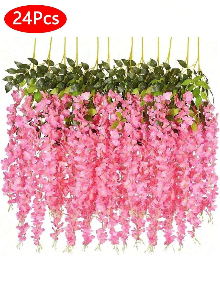24pcs Set Wisteria Flower Garland, 3.75ft Artificial Flower Vine, Faux Hanging Wisteria Silk