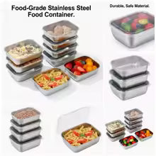 5PCS Stainless Steel Food Storage Containers Stackable Meal Lunch Boxes