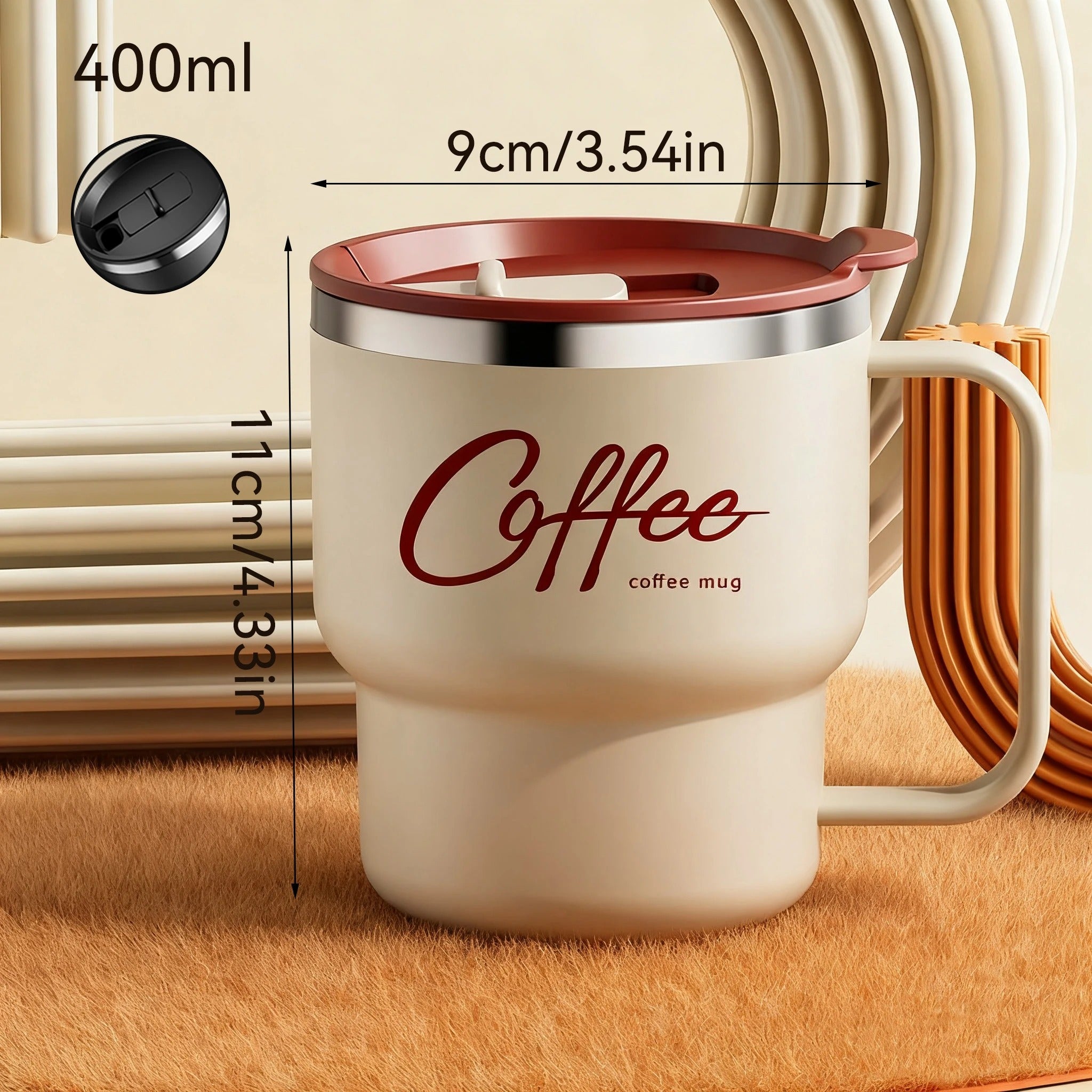 304 Stainless Steel Double Wall Insulated Coffee Cup With Handle Portable