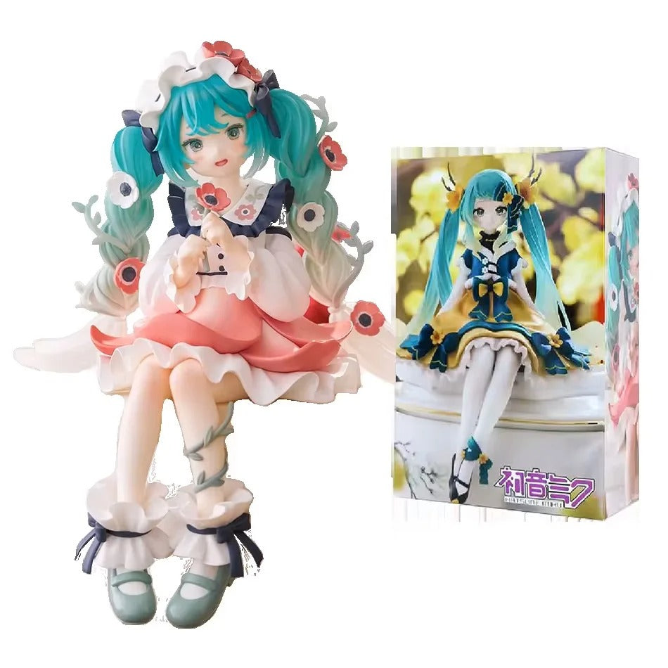 2Pcs Hatsune Miku Anime Figure Toy Flower Fairy Collection Miku Kawaii Cartoon PVC Action Figurine Model Doll Birthday Gifts Kid