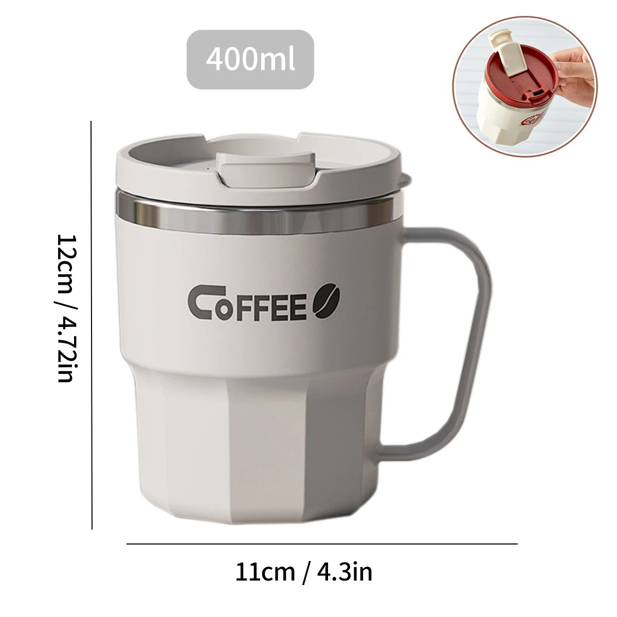 304 Stainless Steel Double Wall Insulated Coffee Cup With Handle Portable