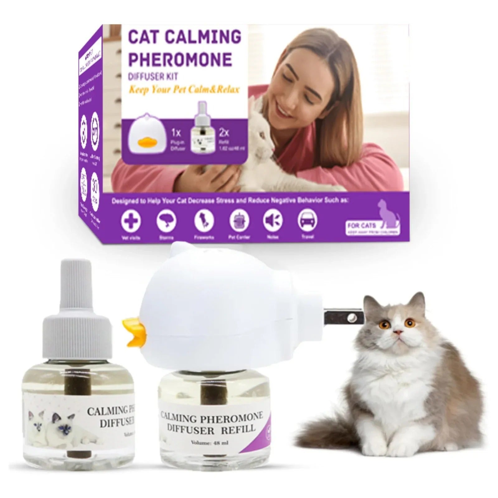Diffuser for Cats Cat Pheromone Plug-In Relaxants Start Kit 30-Day Refill Calming Spray for Calm Relaxing Home Indoor