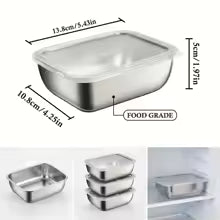 5PCS Stainless Steel Food Storage Containers Stackable Meal Lunch Boxes