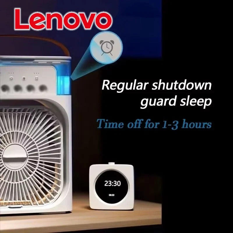 Lenovo Portable Air Conditioner Fan Mini USB Air Cooler Humidifier Water Mist Spray LED Night Light Desktop Cooling Fan
