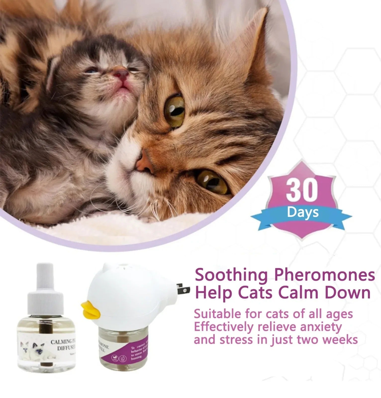Diffuser for Cats Cat Pheromone Plug-In Relaxants Start Kit 30-Day Refill Calming Spray for Calm Relaxing Home Indoor