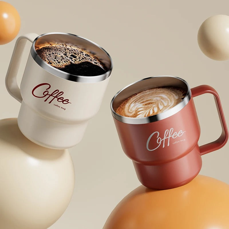 304 Stainless Steel Double Wall Insulated Coffee Cup With Handle Portable
