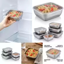 5PCS Stainless Steel Food Storage Containers Stackable Meal Lunch Boxes