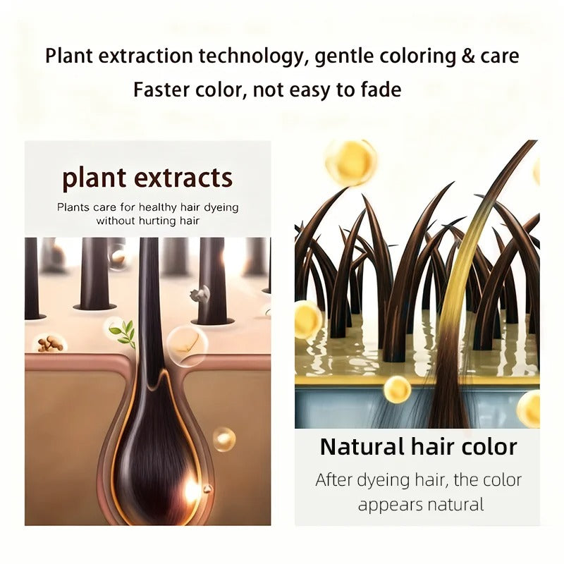 Brown Hair Dye Shampoo | 4-in-1 Color, Moisturize, Nourish, Natural Ginger Formula 100ml