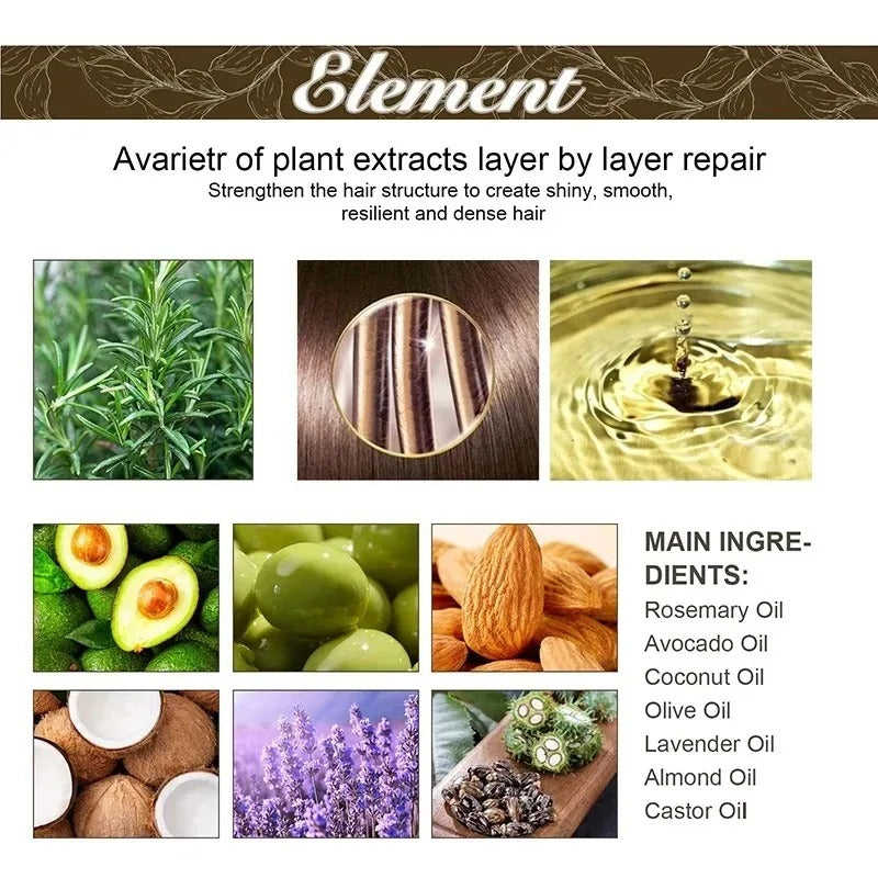 3 pcs Natural Hair Growth Oil Rosemary Anti Hair Loss Regrowth