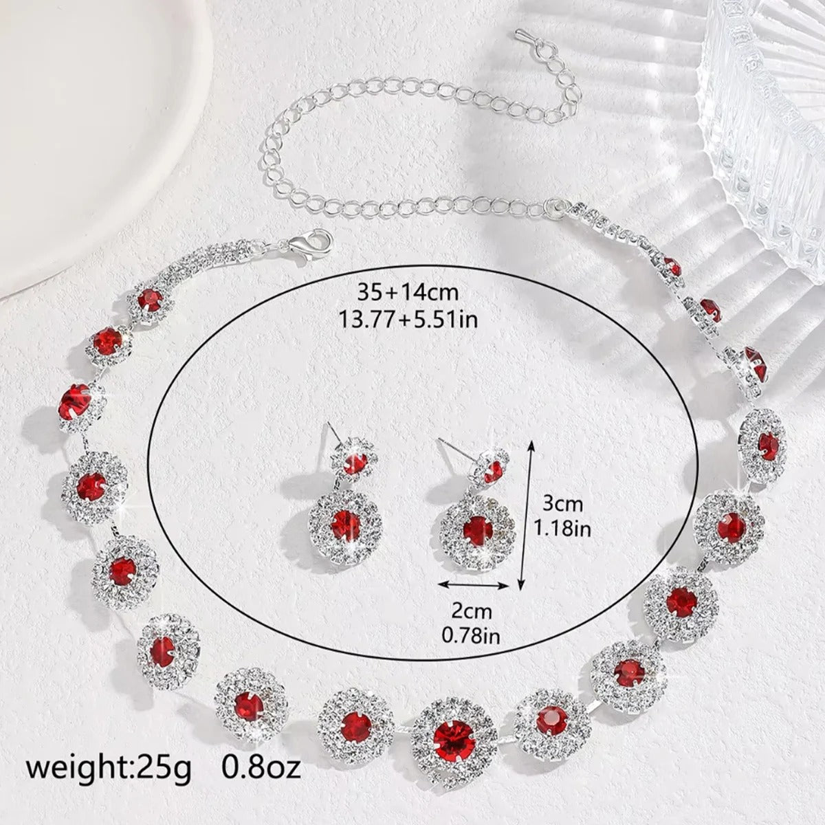 Ladies' Fashion Geometric Round Necklace Earrings Jewelry Set Suitable for Wedding, Party, Festival Gifts