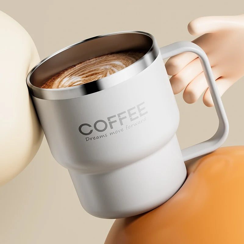 304 Stainless Steel Double Wall Insulated Coffee Cup With Handle Portable