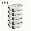 5PCS Stainless Steel Food Storage Containers Stackable Meal Lunch Boxes