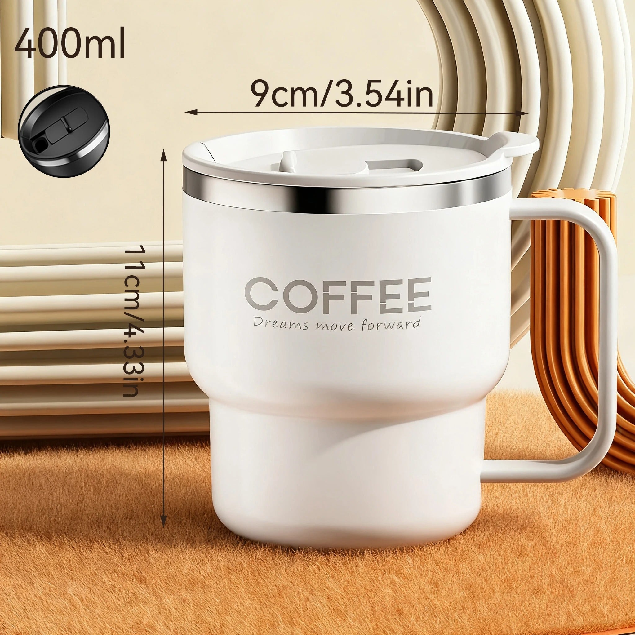 304 Stainless Steel Double Wall Insulated Coffee Cup With Handle Portable