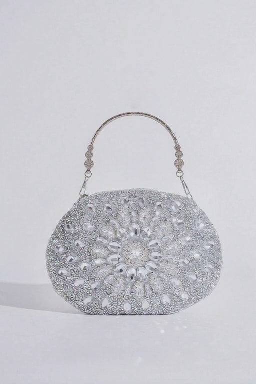 Sparkling Sunflower Crystal Evening Handbag, Vintage Elegant Lady Small Round Bag, Fashion Versatile Handmade Purse For Party And Events